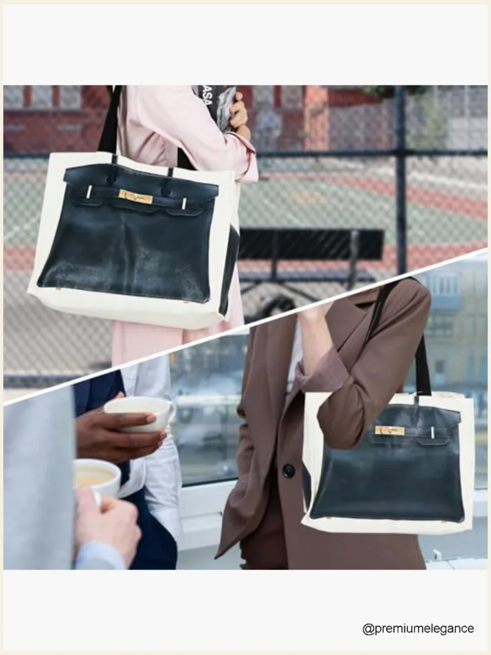 Canvas Tote with Fashion-Inspired Print – Spacious Foldable Carryall Bag